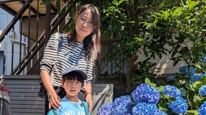 『玄関先の紫陽花が見事に···』
