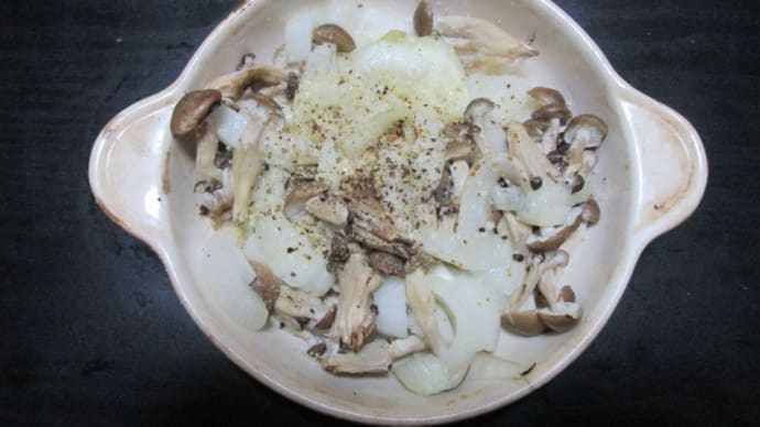 新タマネギとシメジのチーズ焼き