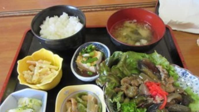 5回目の訪問「気仙沼そめ忠」、今日の日替り399円は、茄子・豚肉炒め、メカジキ塩焼き
