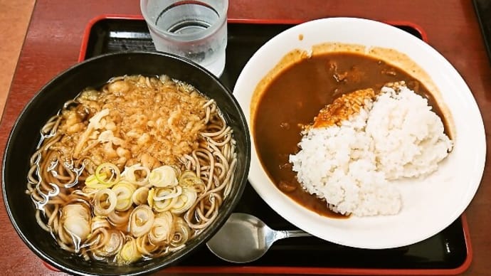 亀よしでカレーセット(たぬきそば)(2020年4月20日)