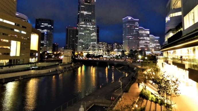 ２０２０・９・５　横浜市庁舎と桜木町駅を結ぶ歩道橋さくらみらい橋からの夜景