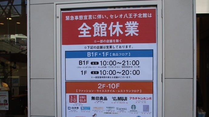 八王子駅の大型商業施設は緊急事態宣言にどのような対応でしょうか?