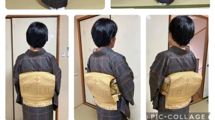 令和6年3月31日出張着付けは堺市と富田林市、紬の着付と訪問着の着付&ヘアメイクのご依頼でした(担当は中川・坂本&嶋岡・M)