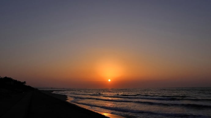 ☆お出かけ先で、夕日を見に出かけたのだ!