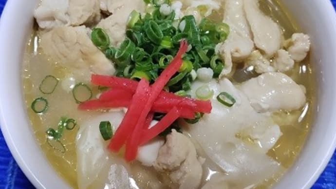 【05/12晩御飯】鶏肩肉豆腐ワンタンスープ、一昨日の残りでまたなんだね:P