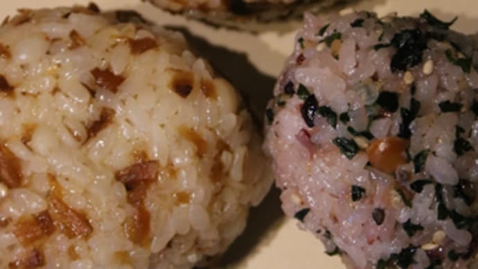 2月28日 雑穀ごはんの ごぼうおかか&しそわかめおにぎり