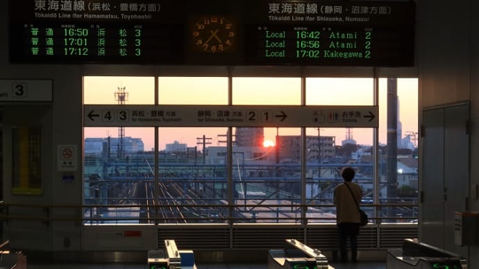 東海道本線天竜川駅の夕景（２０２１年１１月　オマケは１０５４レ）