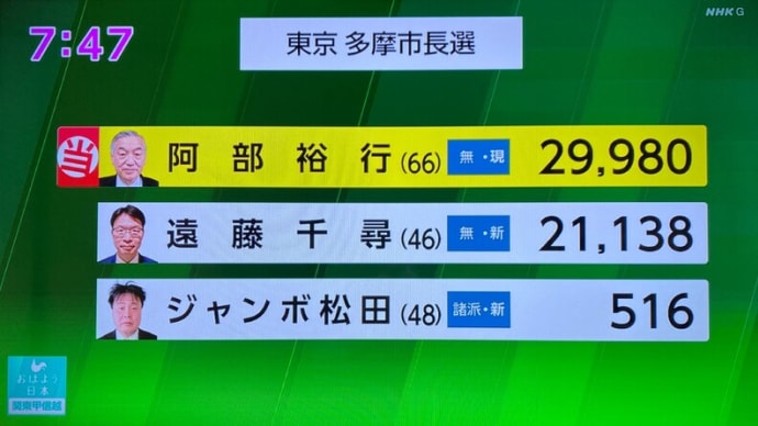 多摩市長選挙 多摩市議会議員補欠選挙結果
