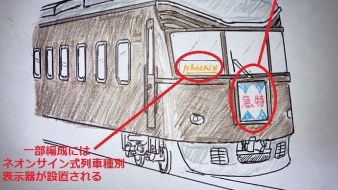 名鉄特急車両置き換え案その10　B案とC案の前面行先表示の違い