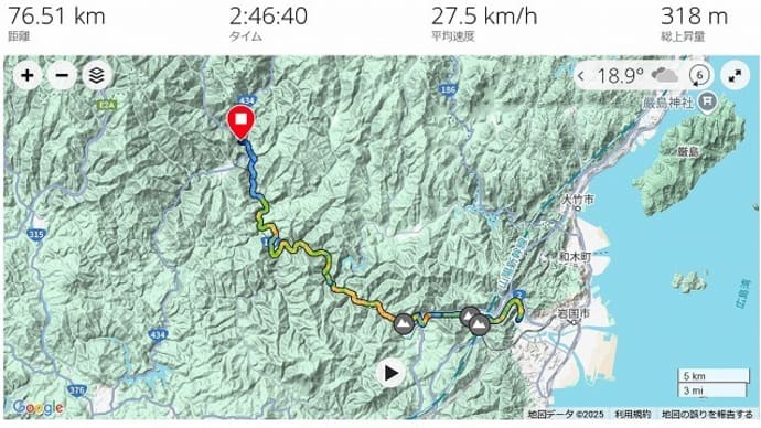 ピュアライン錦から岩国へサイクリング