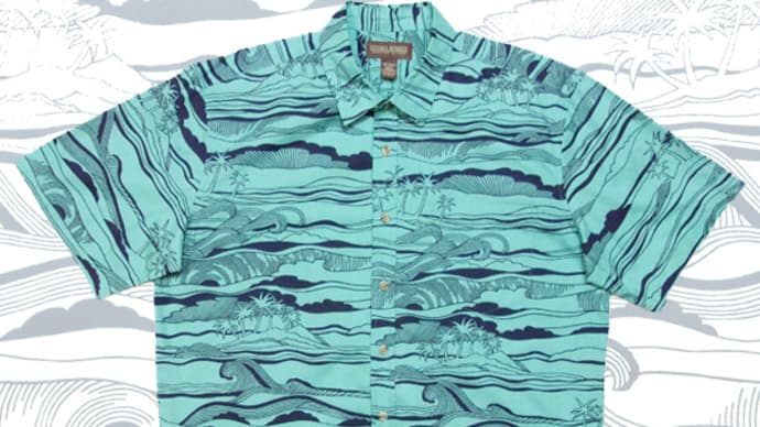 スタイリッシュな波模様のアロハシャツ