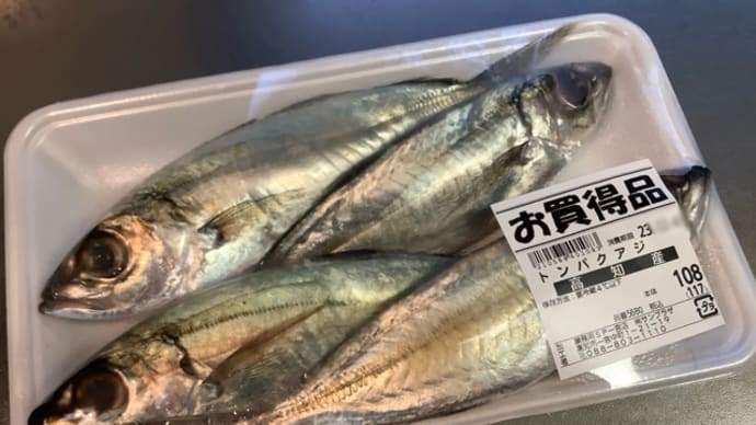 アジ4尾117円(≧∇≦)晩ご飯