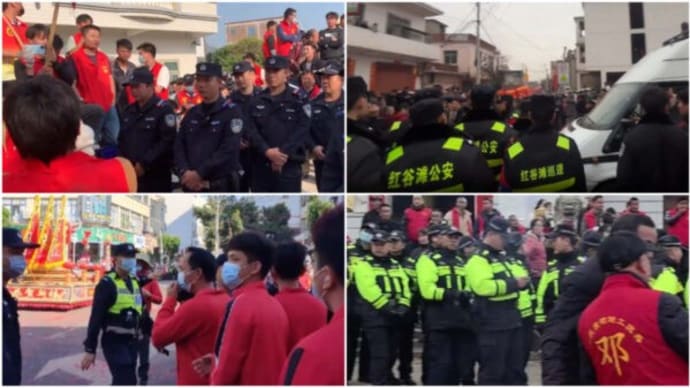 中国各地で新年祝いイベントを邪魔された市民と公安が街中で対峙【動画あり】