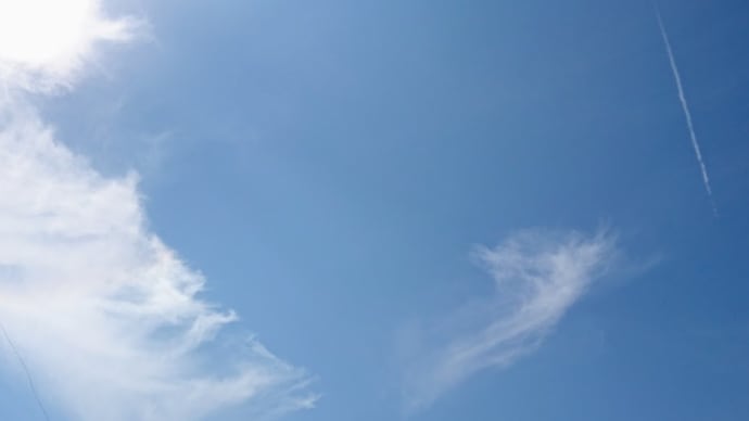 飛行機雲からの巻雲がキノコみたいな雲に♪
