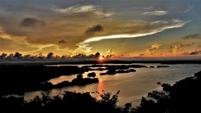 奥松島の夕日と日の出