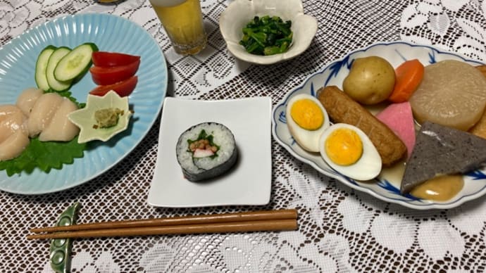 納豆大葉巻き寿司と父の日の食卓