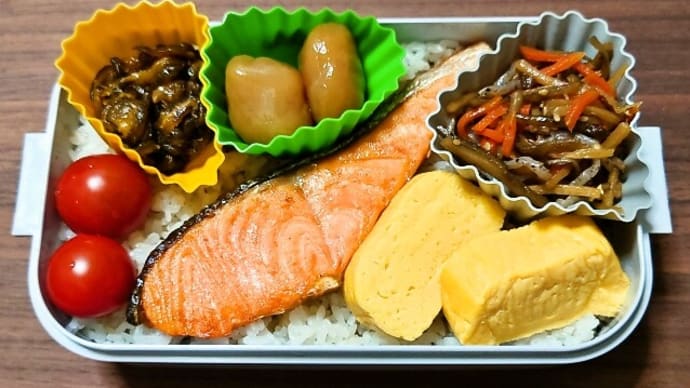 今日の手作り弁当（麦ごはんの焼鮭弁当）（2025年5月19日）