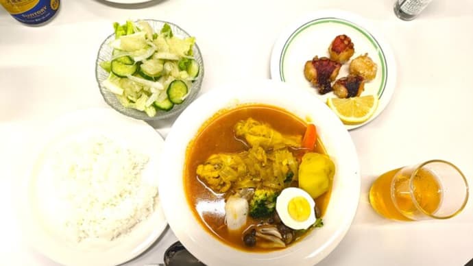 男の料理教室 ⑨　寒さに喝！北海道風スープカレーとたこザンギ、文旦サラダ３品料理