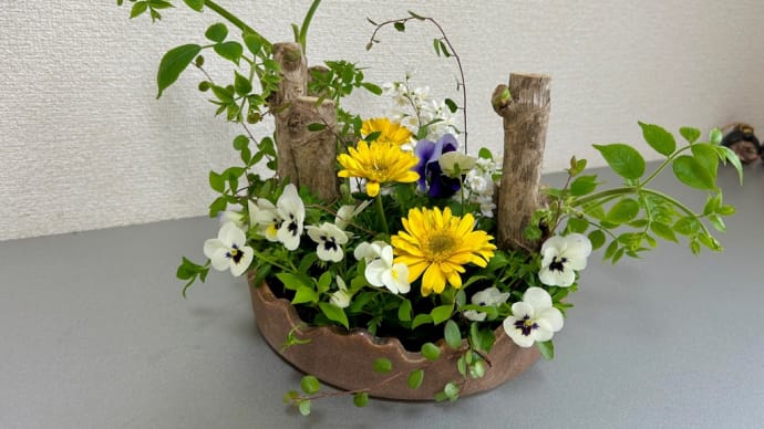 庭の花で