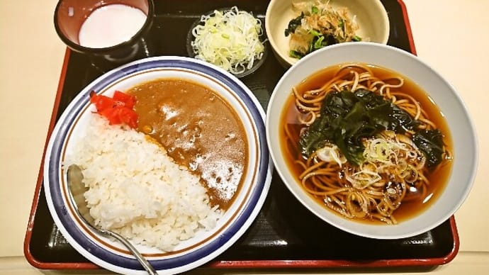 富士そば(浦安店)で朝カレーセット(かけそば)(2019年8月9日)