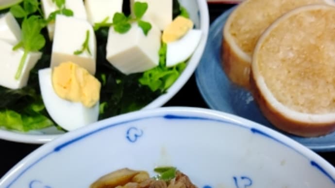 今日のおかず    牛肉と舞茸の炒めたんと豆腐サラダ(^.^)