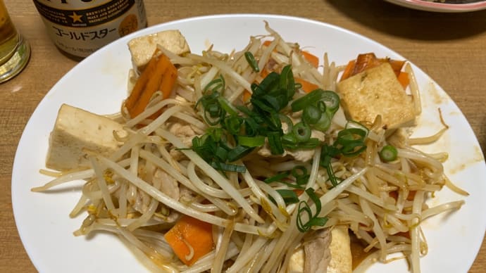 豆腐チャンプルで晩酌