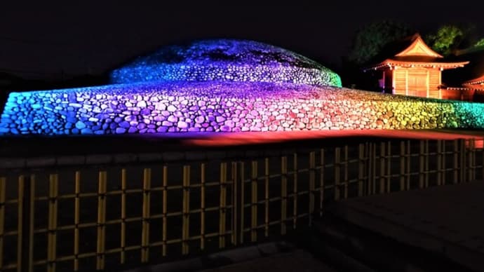 2022・12・22 古代光景な冬至。武蔵府中熊野神社古墳ライトアップ。