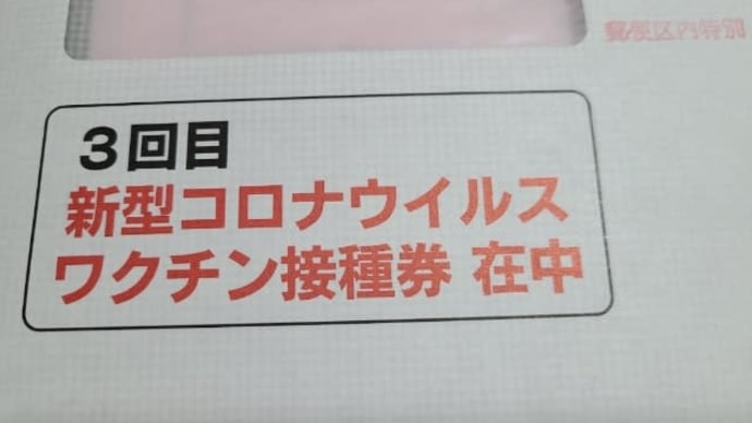 ワクチン接種券とシダレウメ一輪
