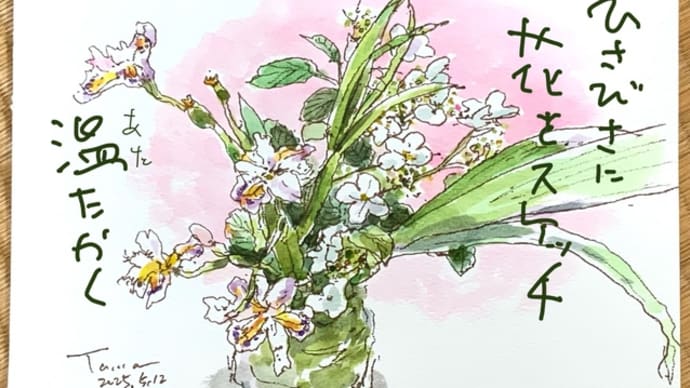 ひさびさに 花をスケッチ 温たかく