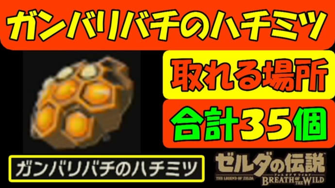 【ゼルダの伝説BotW】 ガンバリバチのハチミツ 取れる場所 合計35個