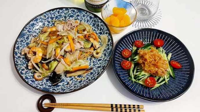 7月26日 皿うどん飲酒&五目野菜炒め定食。