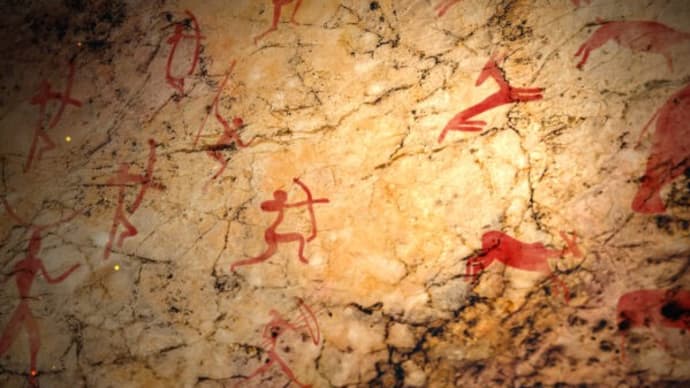 フランス・ラマルシェ洞窟のリトグラフ 進化論に挑戦