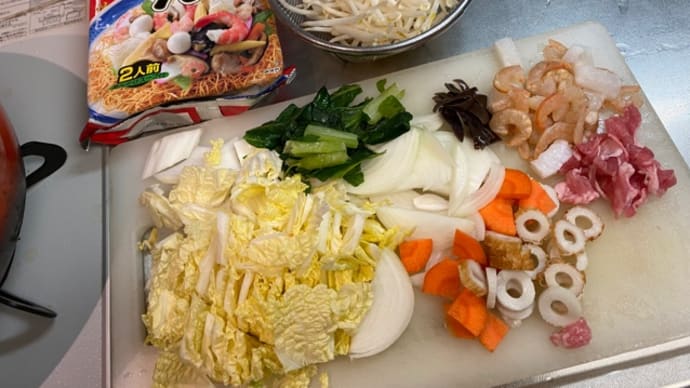 皿うどん(^。^)細麺パリパリ晩ご飯