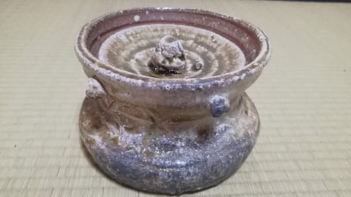 信楽加藤肇さんの水指　穴窯の初期の作品です