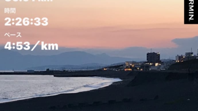 鵠沼海岸折返し30キロ走、