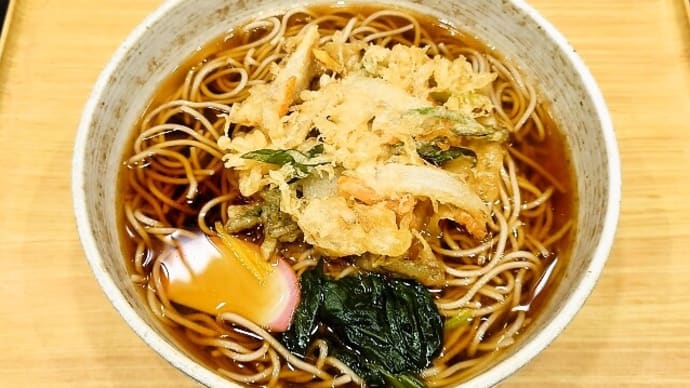 小諸そば(神楽坂店)でかき揚げそば+麺大盛(2024年1月11日)