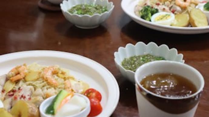焼ビーフンとチキンソテーのワンプレート