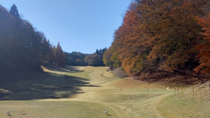 紅葉を眺めながらのゴルフ