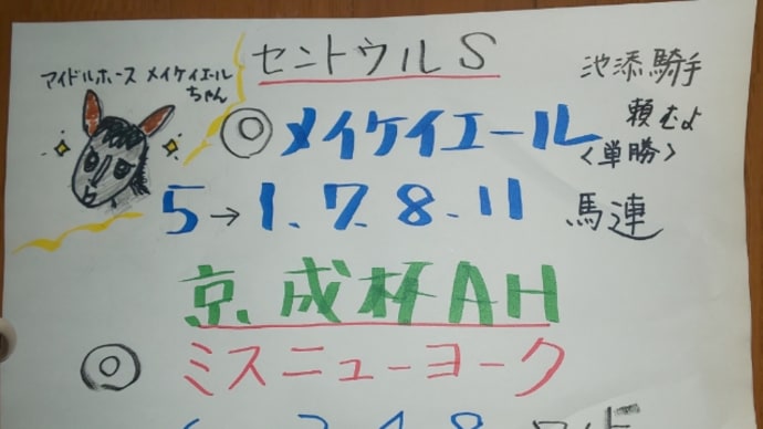 9月11日、セントウルS 京成杯AH