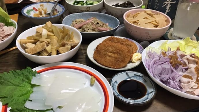 イカの刺身に大和牛コロッケ♪