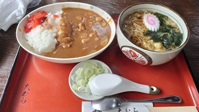 在宅勤務でそば屋でカレー食うついでにそばも食い晩はミミガー
