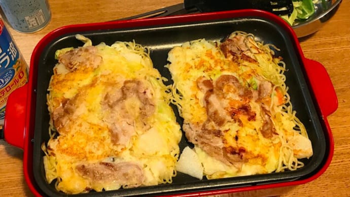 ホットプレートでお好み焼き