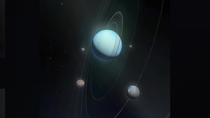 天王星のキロメトリック電波を使用した天王星の衛星の受動的探査の実現可能性