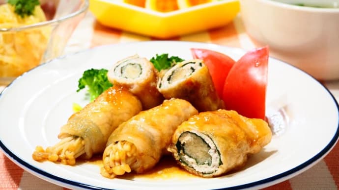 ♪えのきの豚肉巻き照り焼き&ゆで卵のポテトサラダ♪