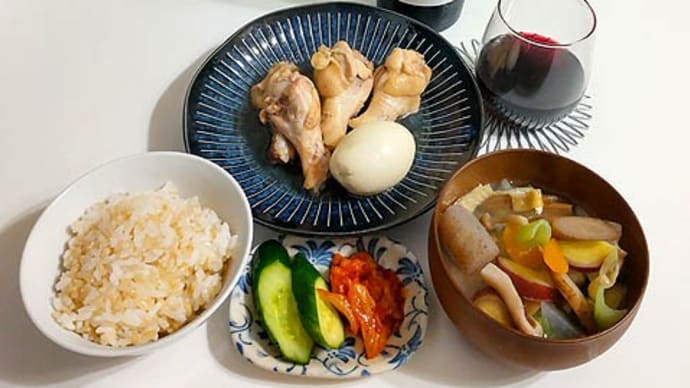5月20日　鶏手羽と卵のさっぱり煮定食飲酒。