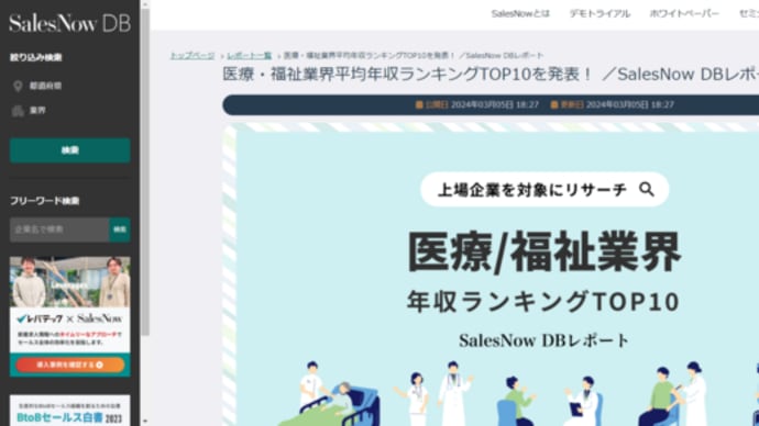 医療福祉業界年収ランキング