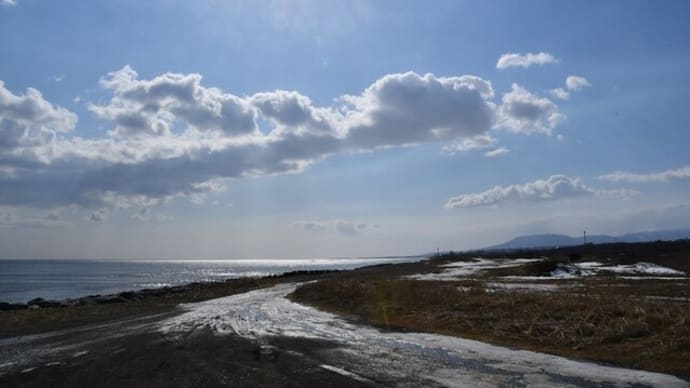 早春の海と湿原