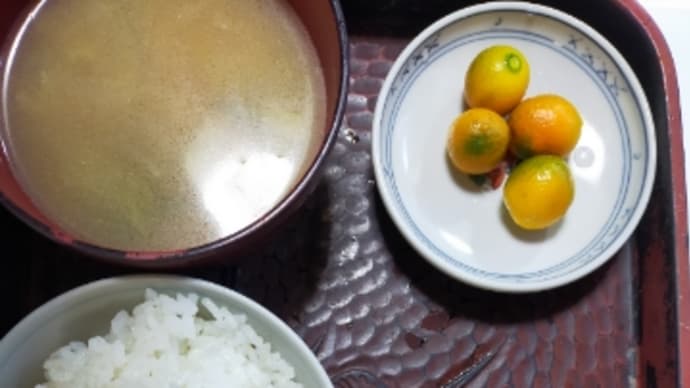 昼食 大豆 金柑 味噌汁