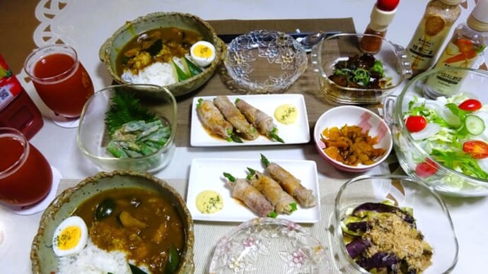 ナスとズッキーニのキーマカレーでノンアルレッドアイ!PC復活‼