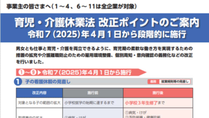 改正育児介護休業法が施行される